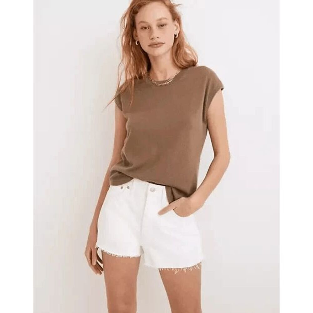 Madewell White Wash Denim Relaxed Fit Cut-Off Jean Shorts Women's Size 30
